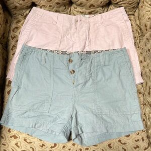 Two pairs, Horny Toad light weight cord- pink and green/blue shorts